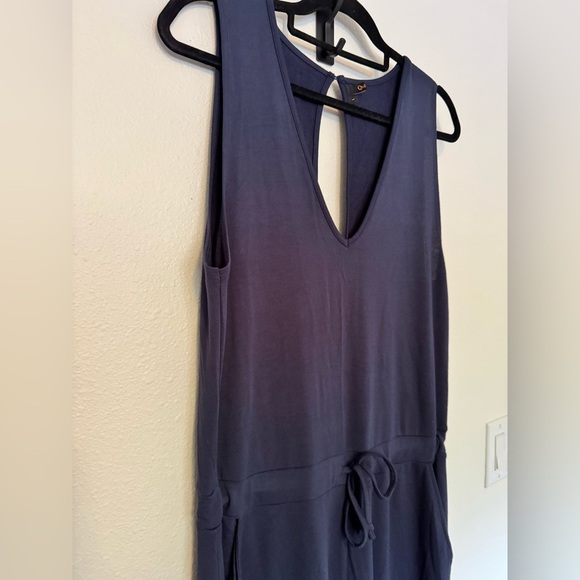Quince French Terry Modal Jumpsuit Size Large Navy Blue Tie Front EUC - Picture 4 of 10
